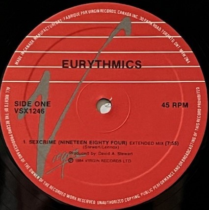 Eurythmics Sexcrime Nineteen Eighty Four 12 Vinyl EP Canadian eurythmics-sexcrime-nineteen-eighty-four-12-vinyl-ep-canadian